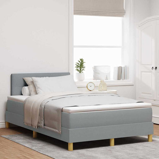 Boxspring ágy matraccal Világosszürke 120 x 190 cm szövet