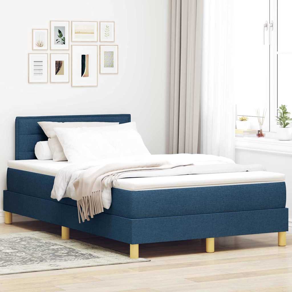 Boxspring ágy matraccal matracmal Kék 120 x 190 cm szövet