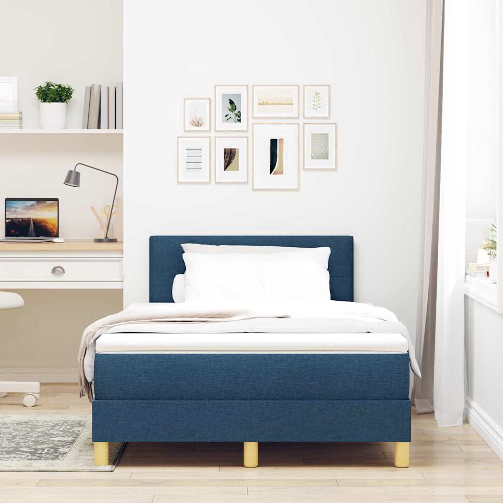 Boxspring ágy matraccal matracmal Kék 120 x 190 cm szövet