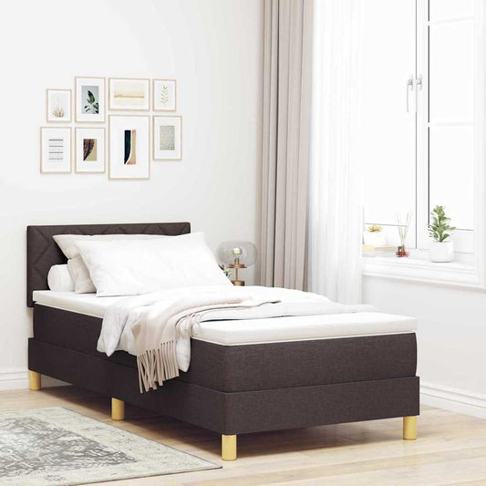 Boxspring ágy matraccal matracmal sötétbarna 90 x 190 cm szövet