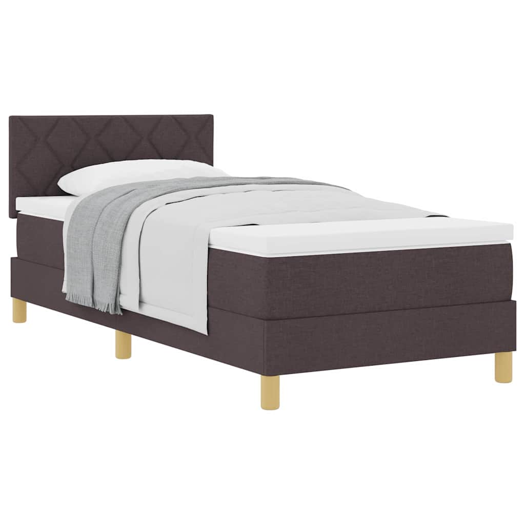 Boxspring ágy matraccal matracmal sötétbarna 90 x 190 cm szövet