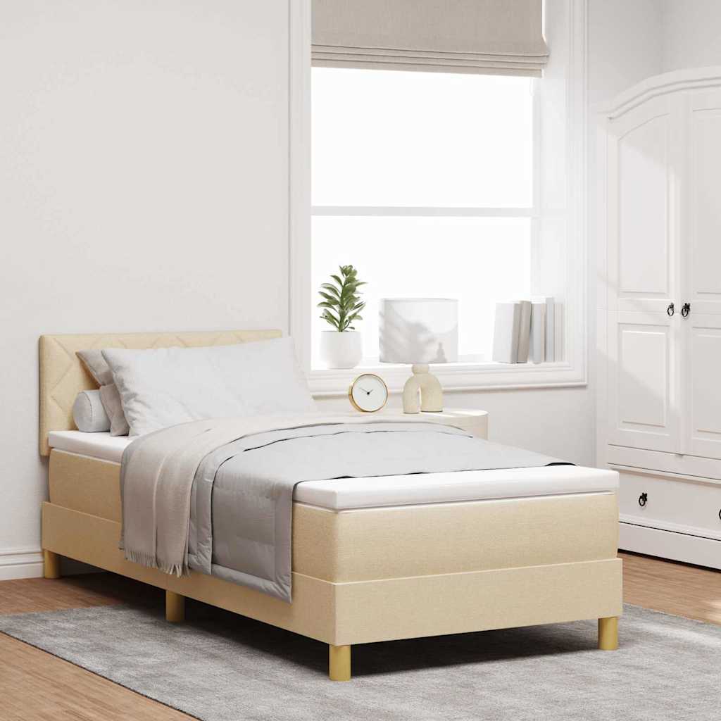 Boxspring ágy matraccal matracmal Krém 90 x 190 cm szövet