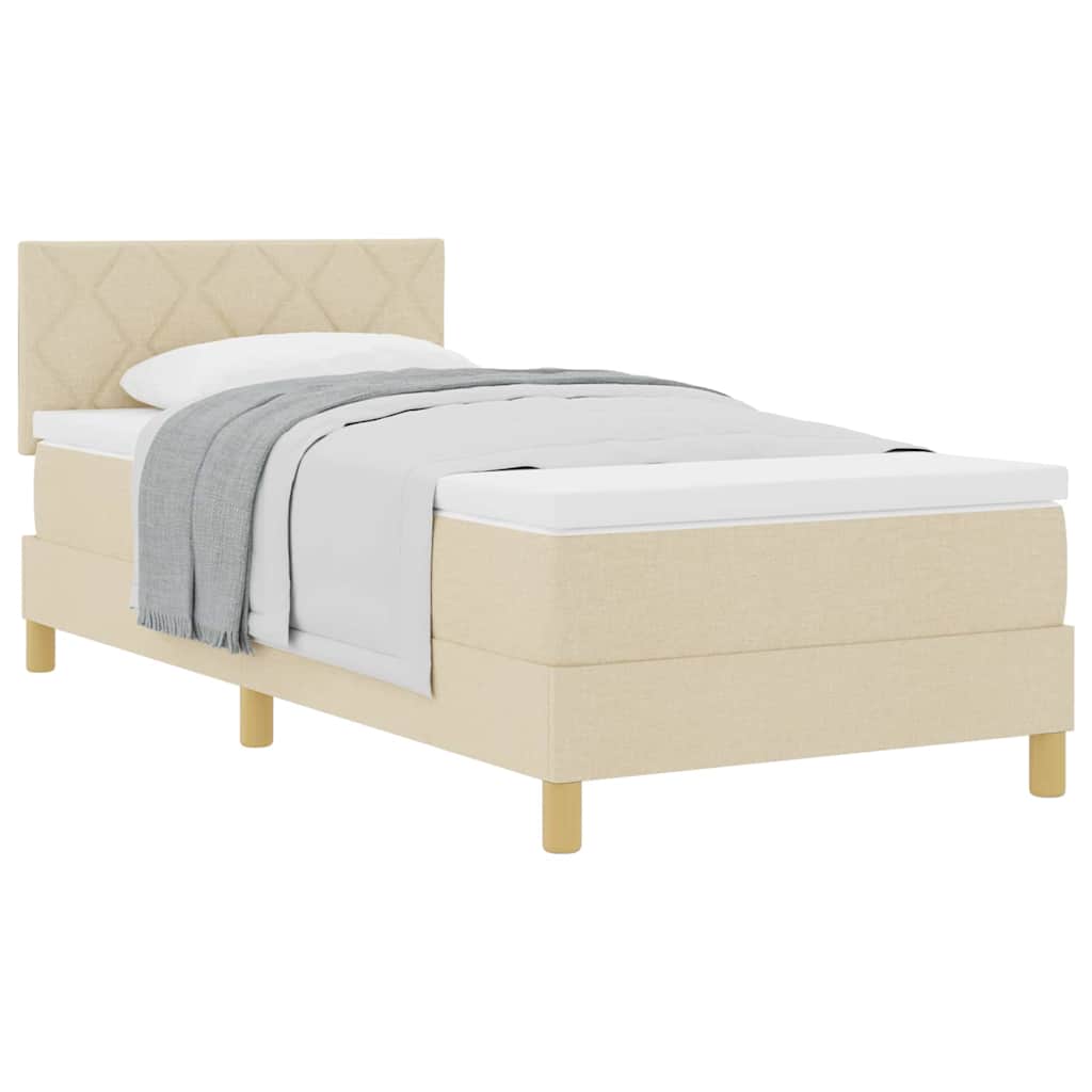 Boxspring ágy matraccal matracmal Krém 90 x 190 cm szövet