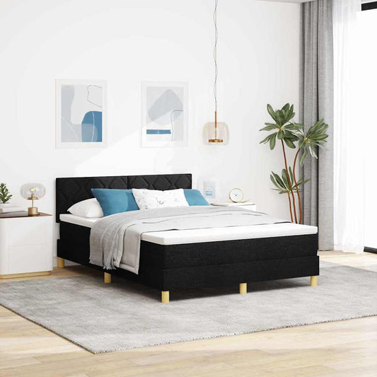 Boxspring ágy matraccal matracmal Fekete 140 x 190 cm szövet