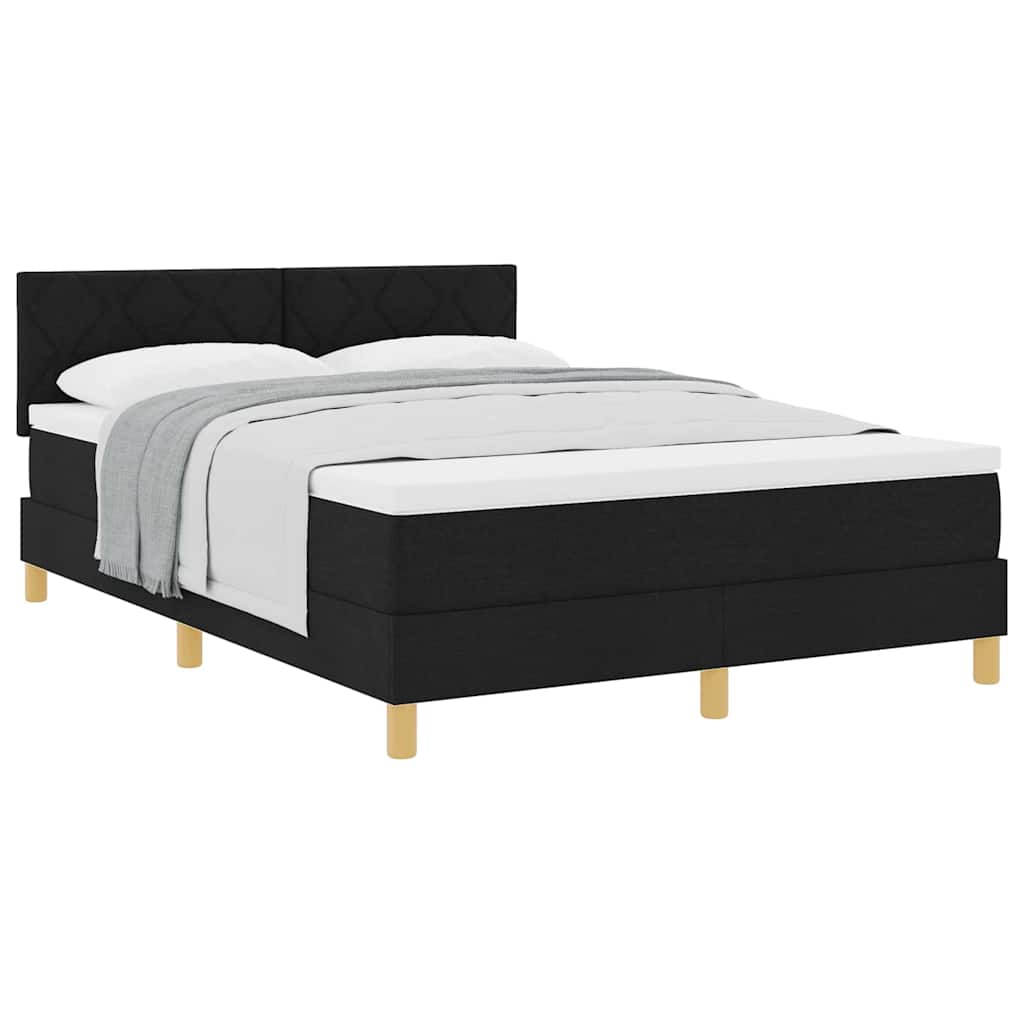 Boxspring ágy matraccal matracmal Fekete 140 x 190 cm szövet