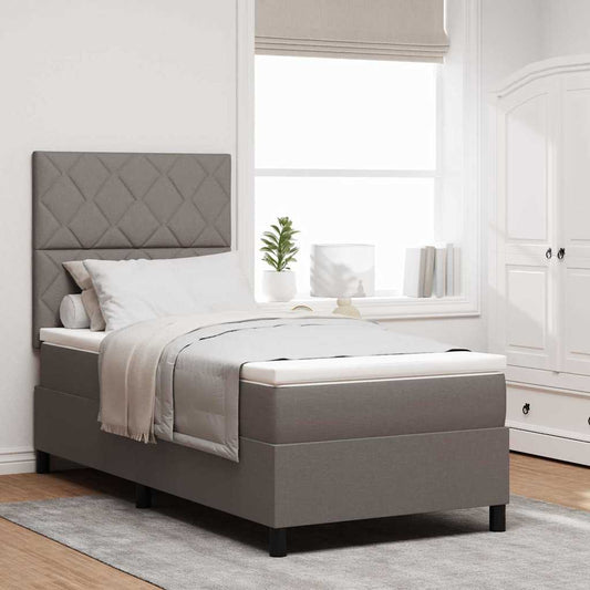 Boxrugós ágy matracmal fejtámlával Tópszínű 100 x 200 cm szövet
