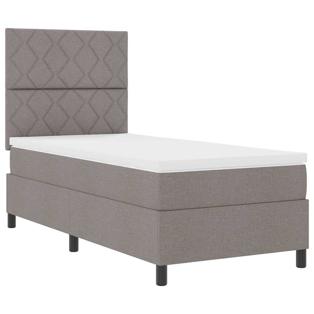 Boxrugós ágy matracmal fejtámlával Tópszínű 100 x 200 cm szövet