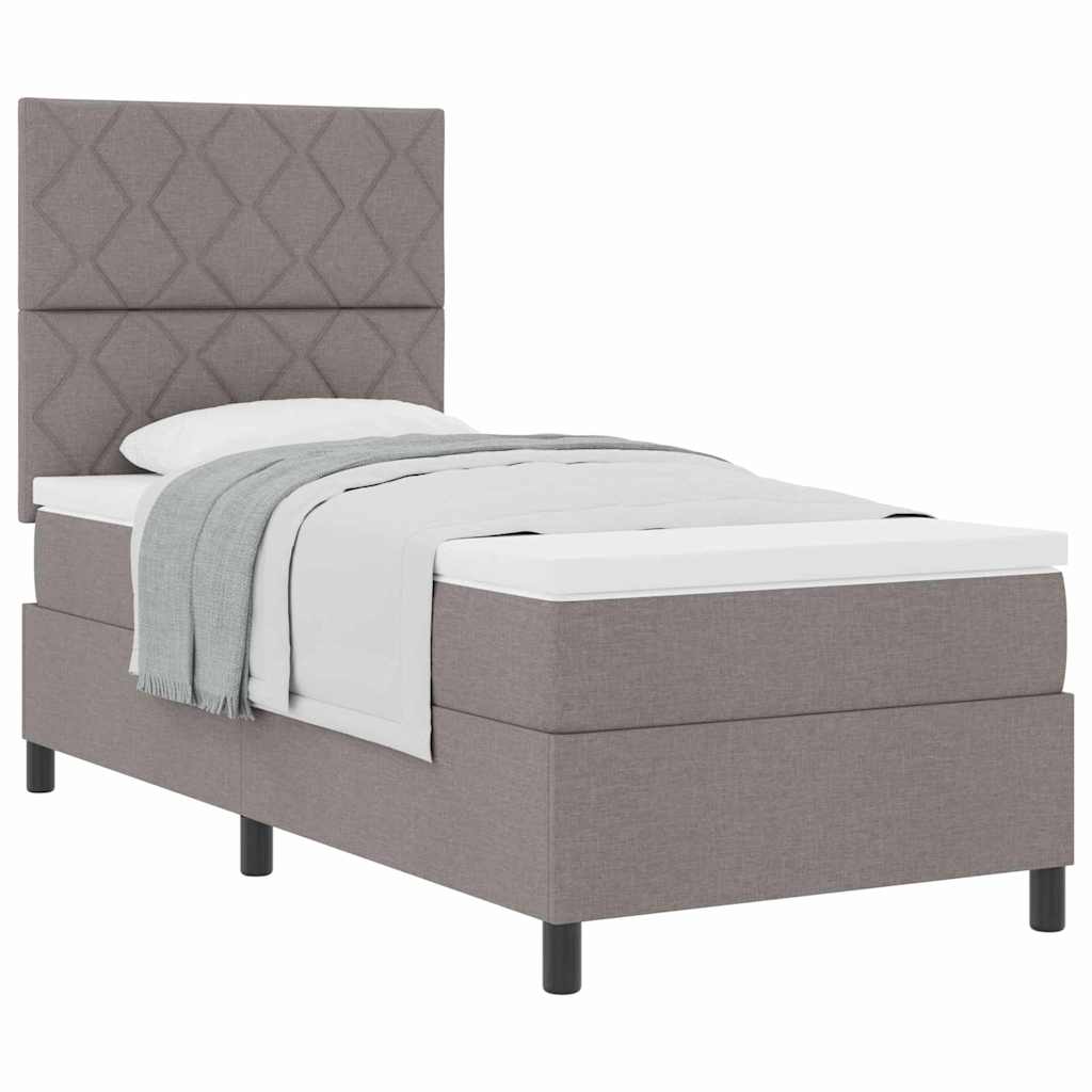Boxrugós ágy matracmal fejtámlával Tópszínű 100 x 200 cm szövet