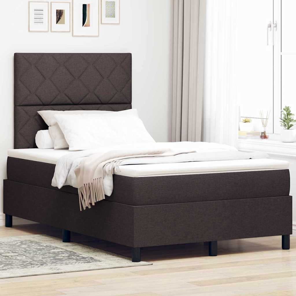 Boxrugós ágy matracmal sötétbarna 120 x 190 cm szövet