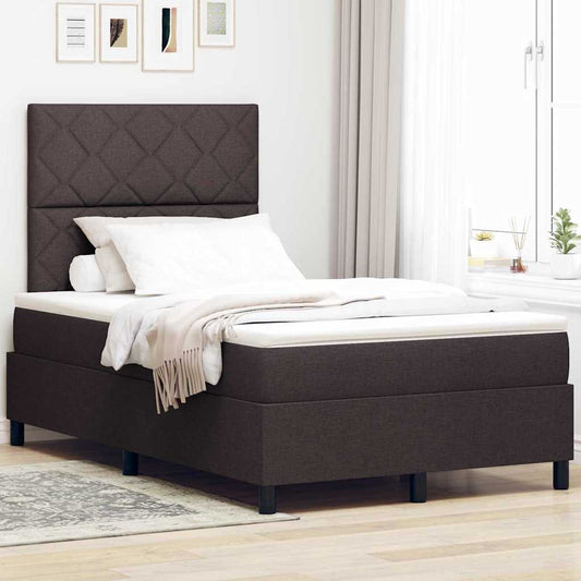Boxrugós ágy matracmal sötétbarna 120 x 190 cm szövet