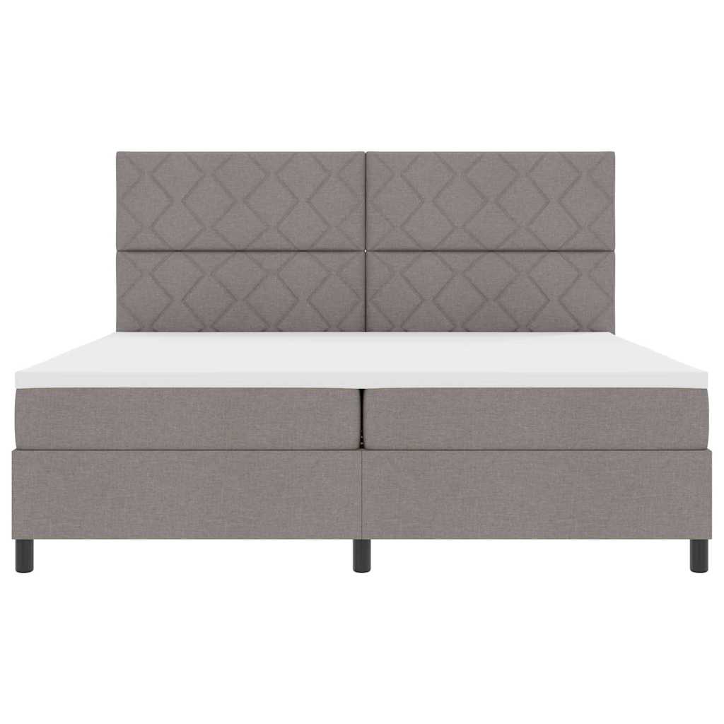 Boxrugós ágy matracmal fejtámlával Tópszínű 200 x 200 cm szövet