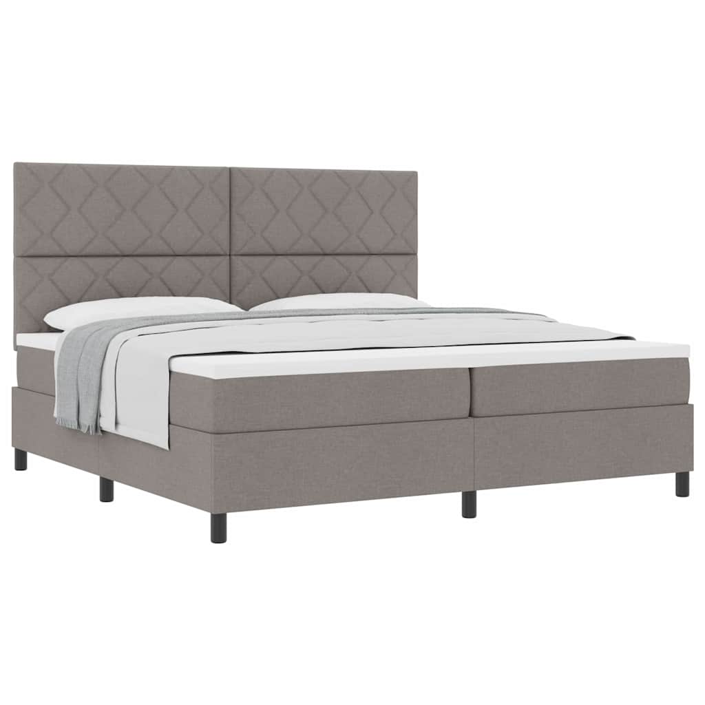 Boxrugós ágy matracmal fejtámlával Tópszínű 200 x 200 cm szövet