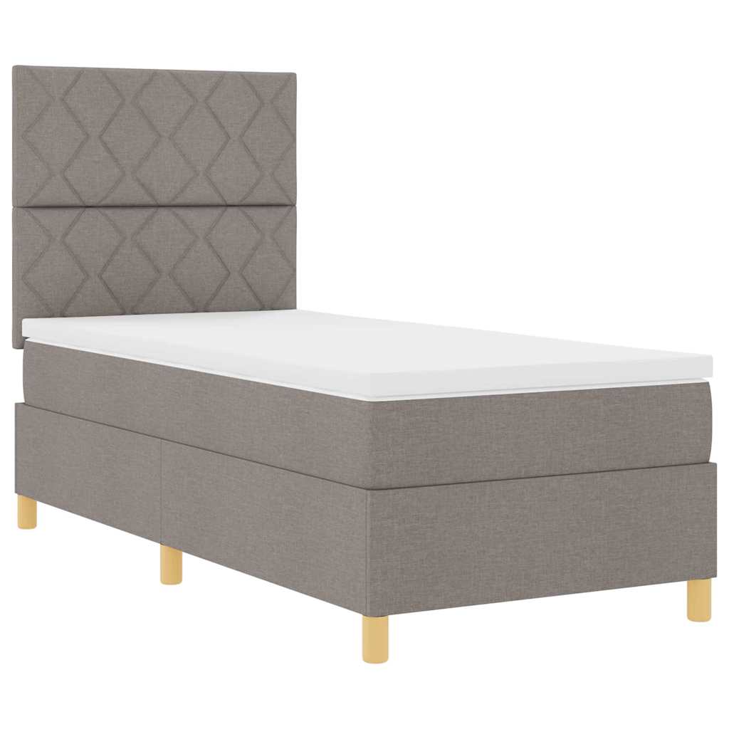 Boxrugós ágy fejtámlával Tópszínű 100 x 200 cm szövet