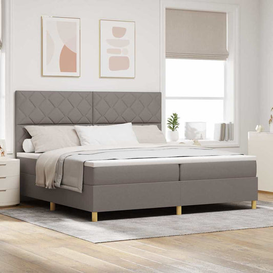 Boxrugós ágy fejtámlával Tópszínű 200 x 200 cm szövet