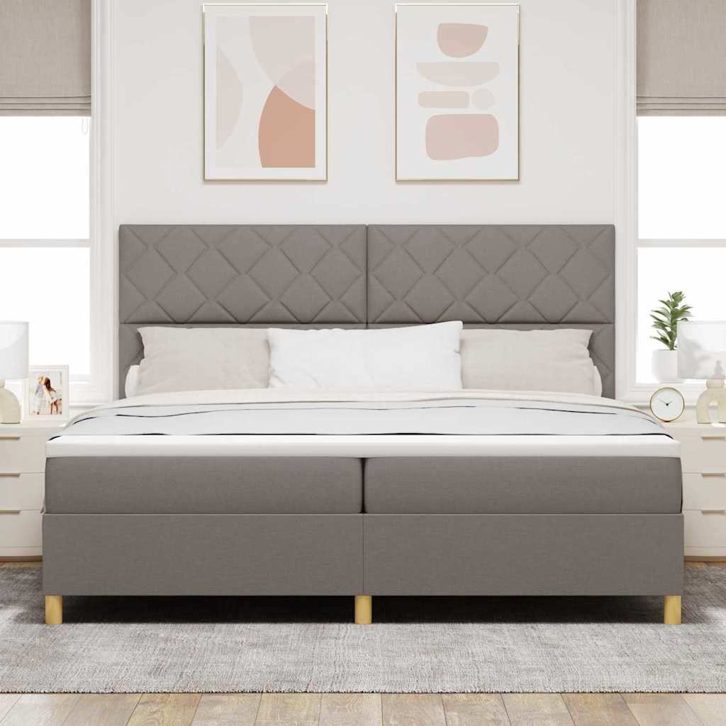 Boxrugós ágy fejtámlával Tópszínű 200 x 200 cm szövet