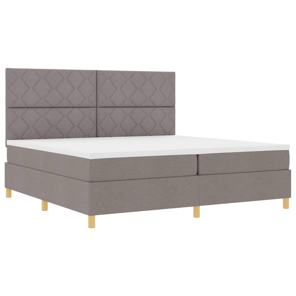 Boxrugós ágy fejtámlával Tópszínű 200 x 200 cm szövet