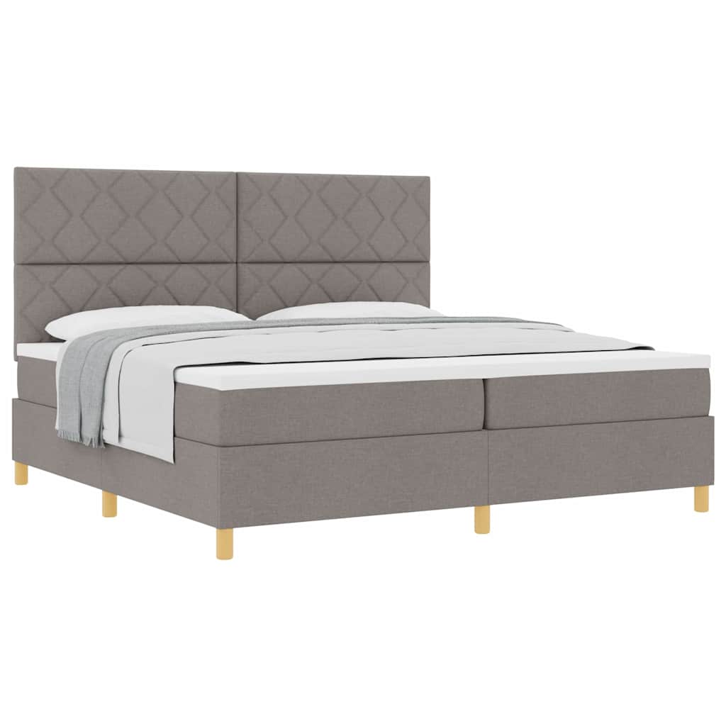 Boxrugós ágy fejtámlával Tópszínű 200 x 200 cm szövet