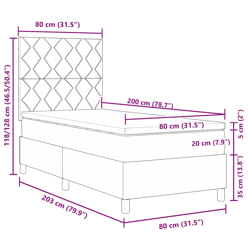 Boxrugós ágy matracmal Rózsaszín 80 x 200 cm Bársony