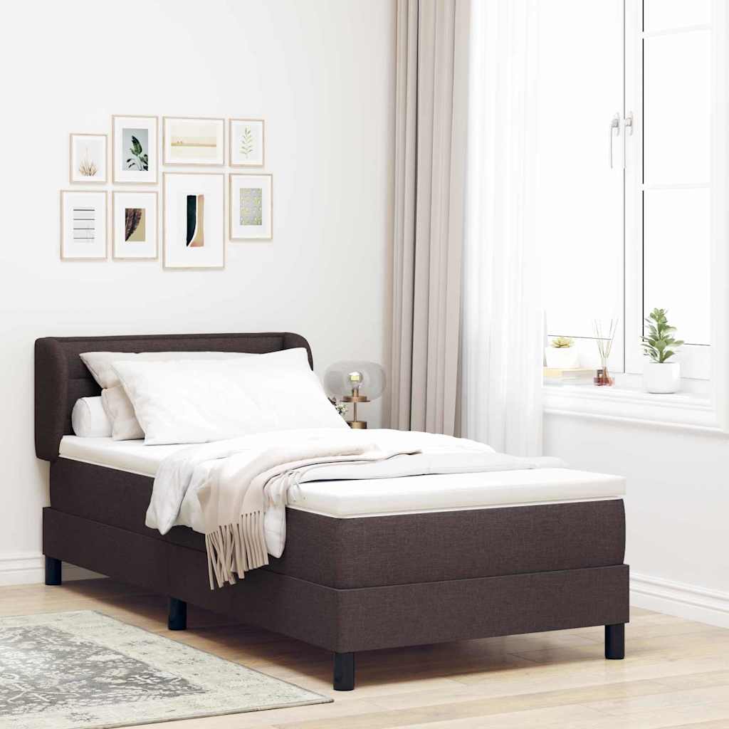 Boxspring ágy matraccal matracmal sötétbarna 90 x 190 cm szövet