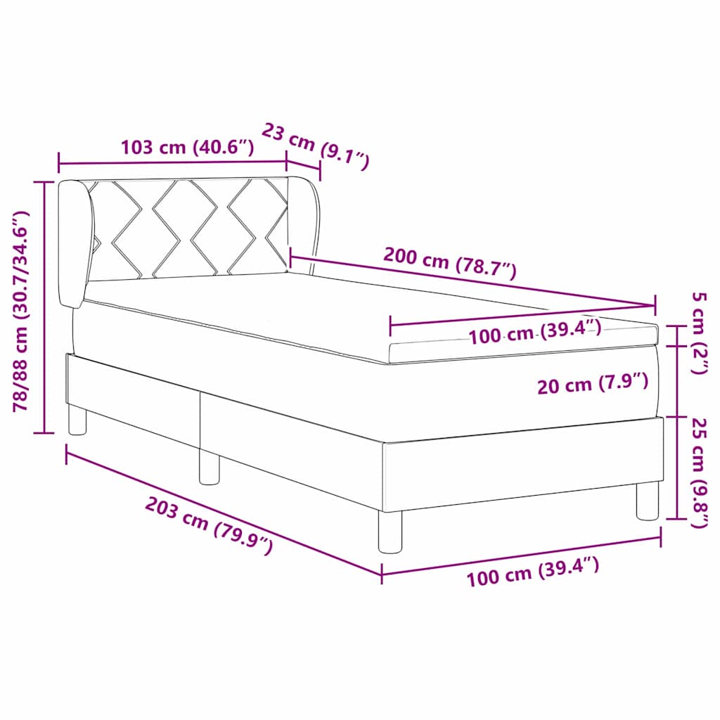 Boxspring ágy matraccal matracmal Tópszínű 100 x 200 cm szövet