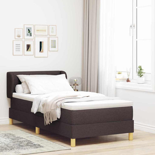 Rugós Ágy Matraccal Krém 90x200 cm Szövet matracmal sötétbarna