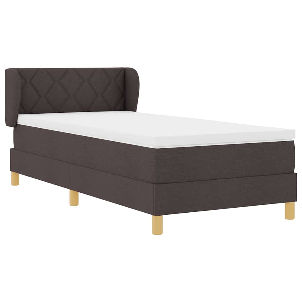 Rugós Ágy Matraccal Krém 90x200 cm Szövet matracmal sötétbarna