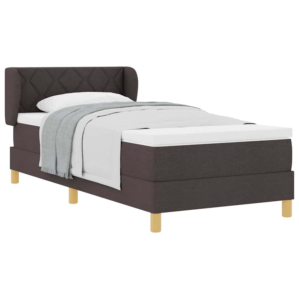 Rugós Ágy Matraccal Krém 90x200 cm Szövet matracmal sötétbarna