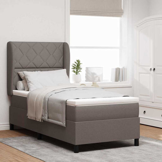 Boxrugós ágy matracmal fejtámlával Tópszínű 100 x 200 cm szövet