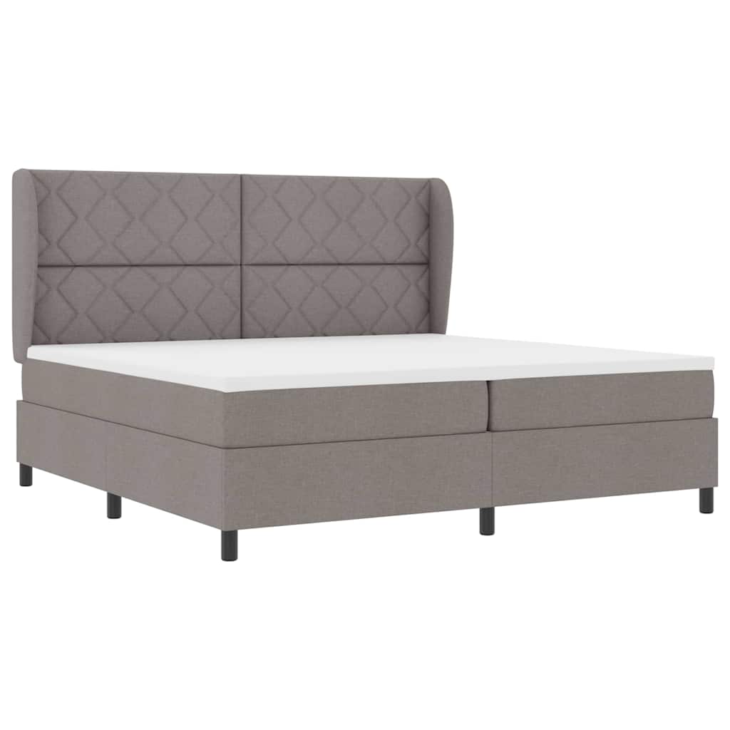 Boxrugós ágy matracmal fejtámlával Tópszínű 200 x 200 cm szövet