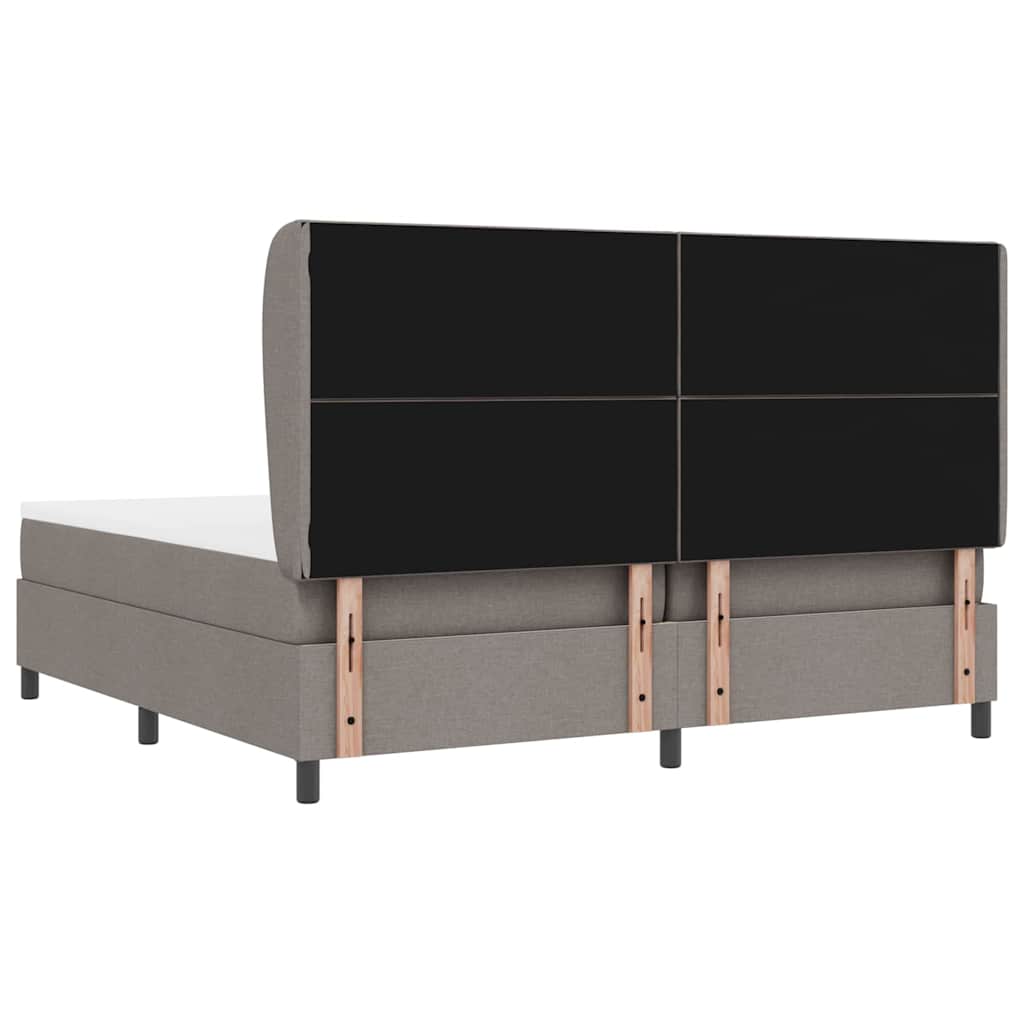 Boxrugós ágy matracmal fejtámlával Tópszínű 200 x 200 cm szövet