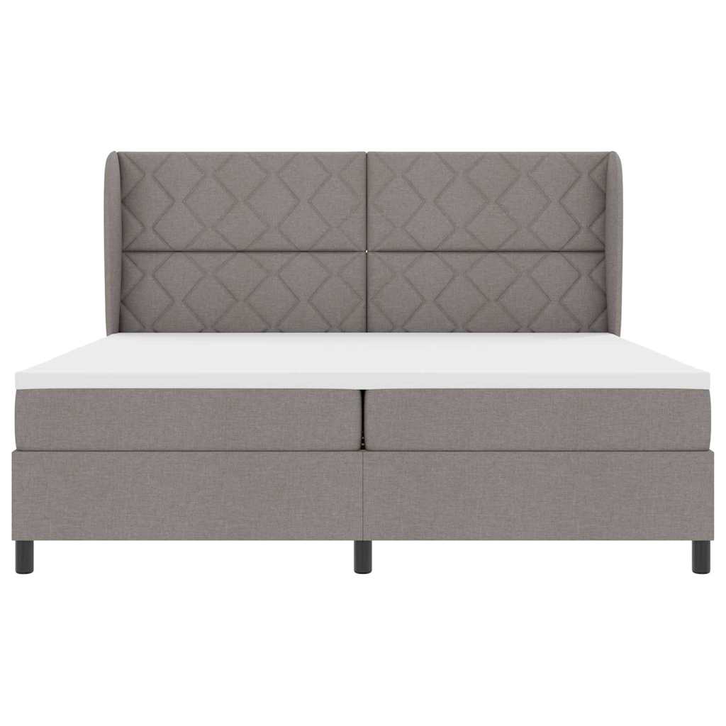 Boxrugós ágy matracmal fejtámlával Tópszínű 200 x 200 cm szövet