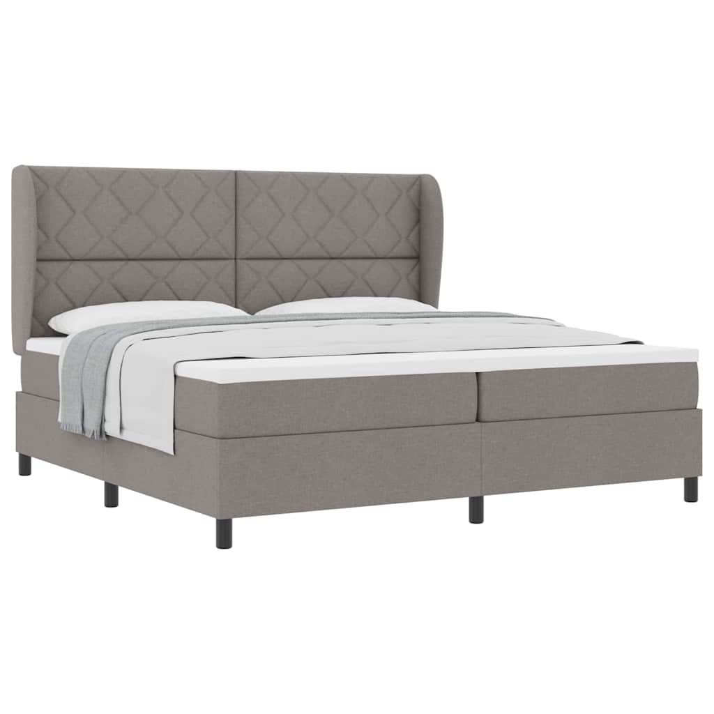 Boxrugós ágy matracmal fejtámlával Tópszínű 200 x 200 cm szövet