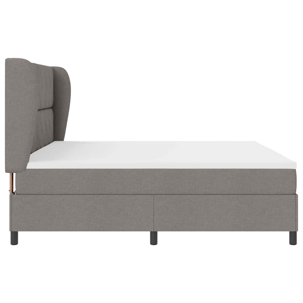 Boxrugós ágy matracmal fejtámlával Tópszínű 200 x 200 cm szövet
