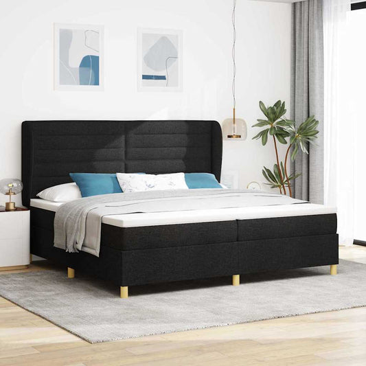 Boxspring ágy matraccal Sötétszürke 90x190 cm Szövet Fekete