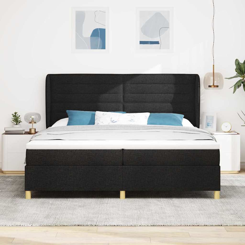 Boxspring ágy matraccal Sötétszürke 90x190 cm Szövet Fekete