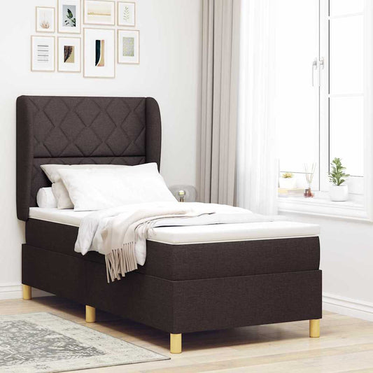 Boxspring ágy matraccal Sötétszürke 90x190 cm Szövet sötétbarna