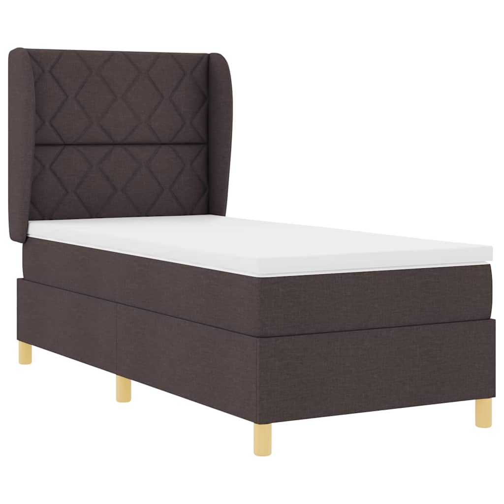 Boxspring ágy matraccal Sötétszürke 90x190 cm Szövet sötétbarna