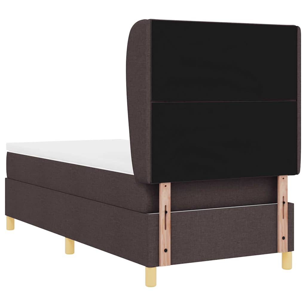 Boxspring ágy matraccal Sötétszürke 90x190 cm Szövet sötétbarna