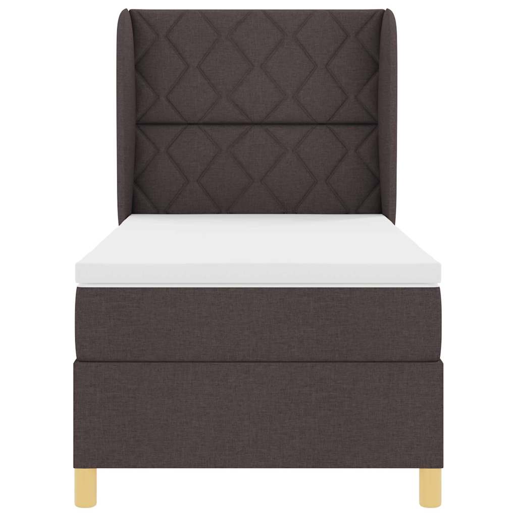Boxspring ágy matraccal Sötétszürke 90x190 cm Szövet sötétbarna
