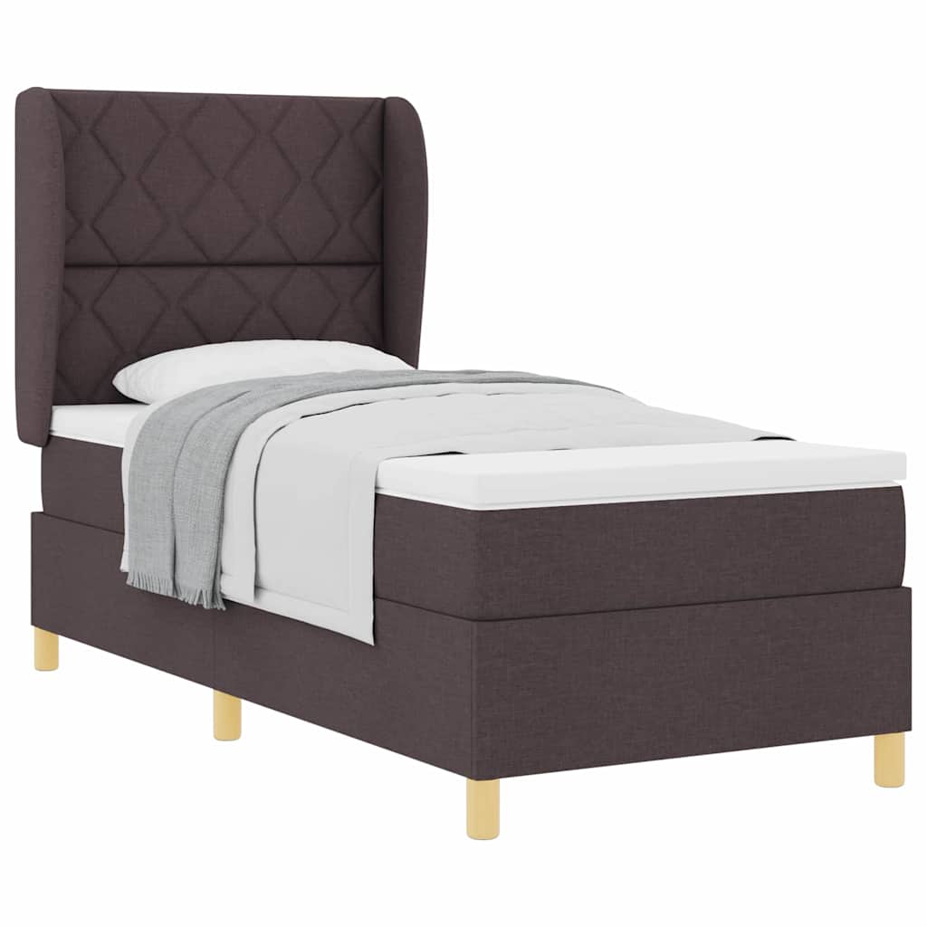 Boxspring ágy matraccal Sötétszürke 90x190 cm Szövet sötétbarna
