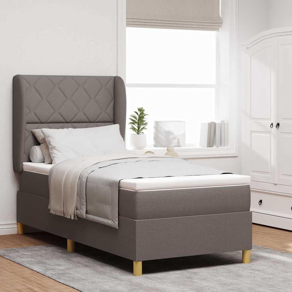 Boxspring ágy matraccal Sötétszürke 90x190 cm Szövet Tópszínű