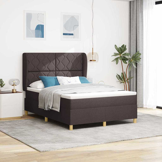 Boxspring ágy matraccal Sötétszürke 90x190 cm Szövet sötétbarna