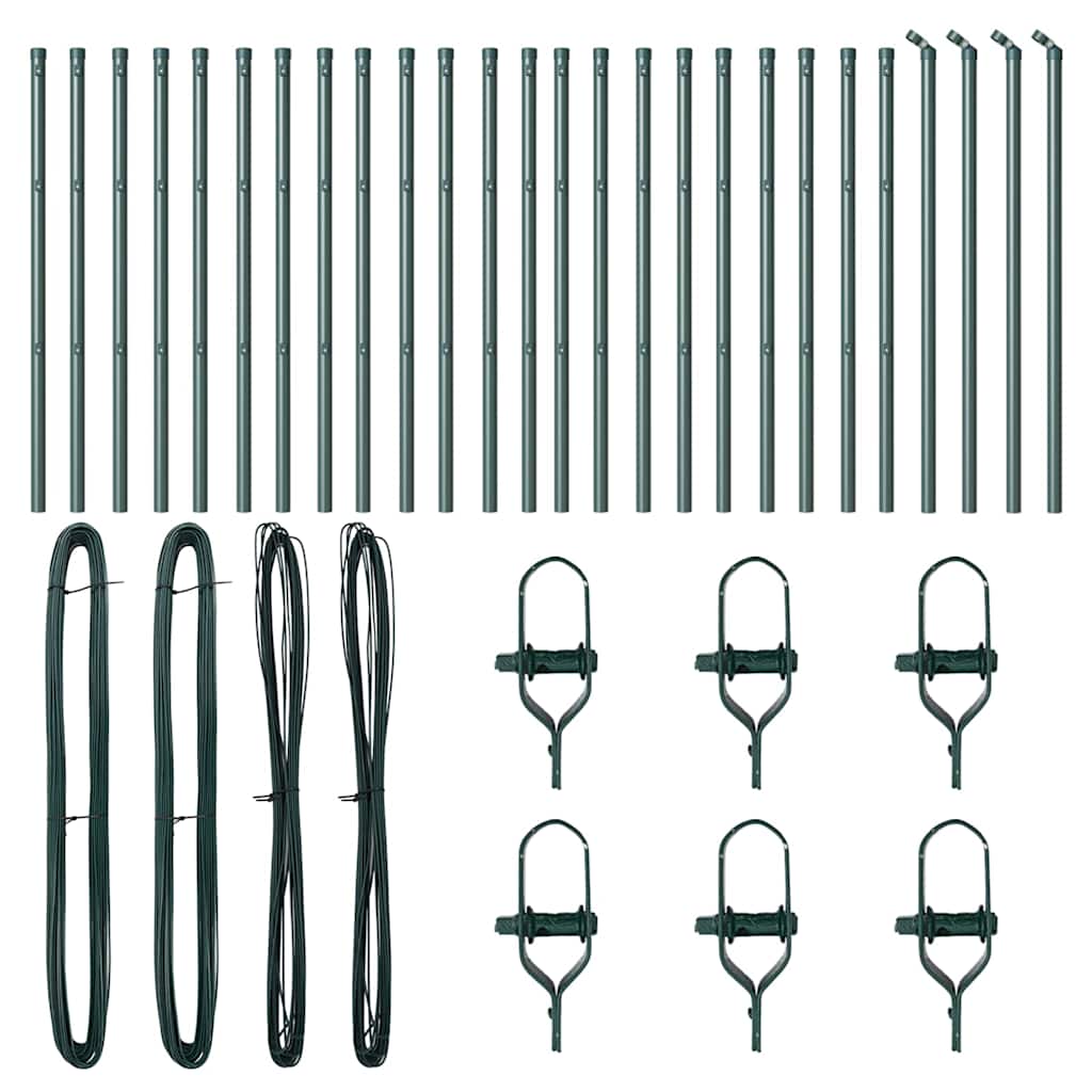 Kerítésoszlop Egyéb 26 pcs Zöld 3,2 x 3,2 x 120 cm Acél