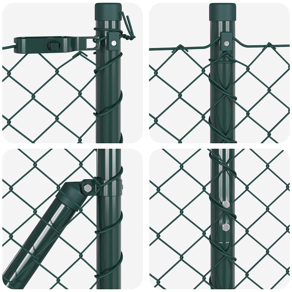 Lánckerítés oszlopokkal Zöld 1.6 x 10 m Acél