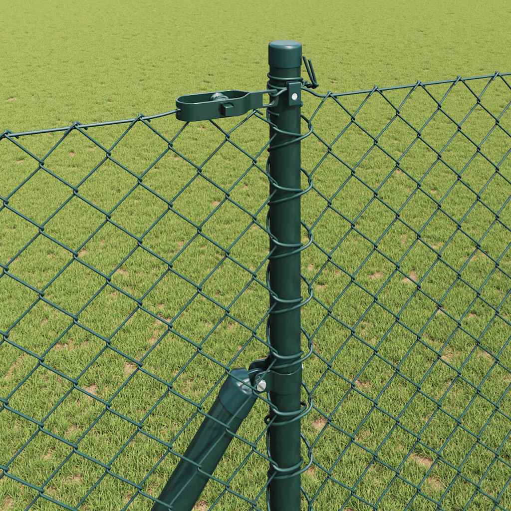 Lánckerítés oszlopokkal Zöld 1.6 x 10 m Acél