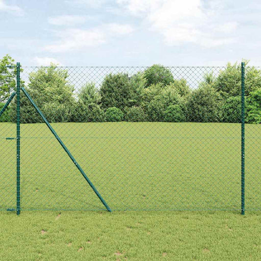 Lánckerítés oszlopokkal Zöld 1.6 x 10 m Acél