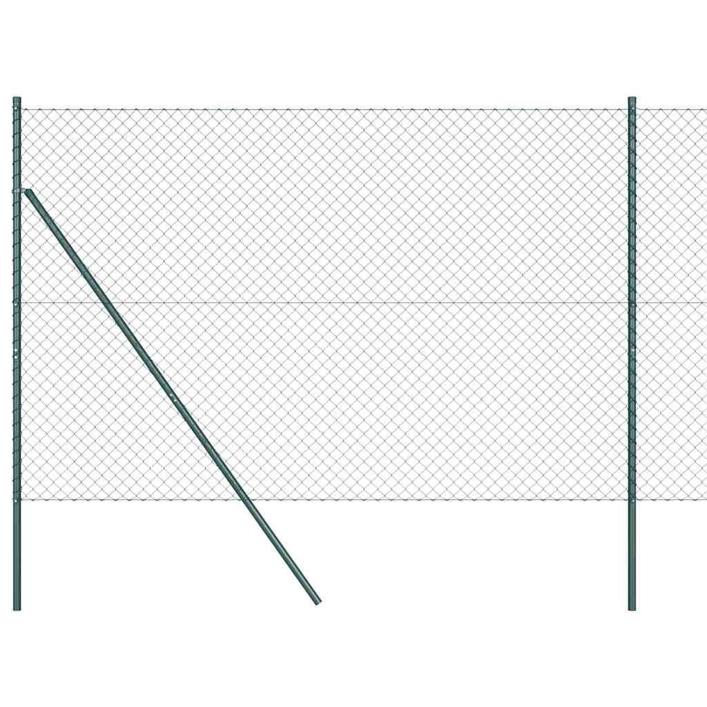 Lánckerítés oszlopokkal Zöld 1.6 x 10 m Acél