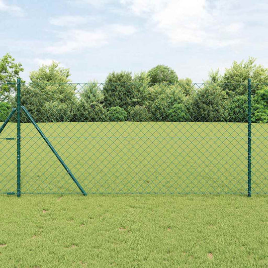 Lánckerítés oszlopokkal Zöld 1.2 x 10 m Acél