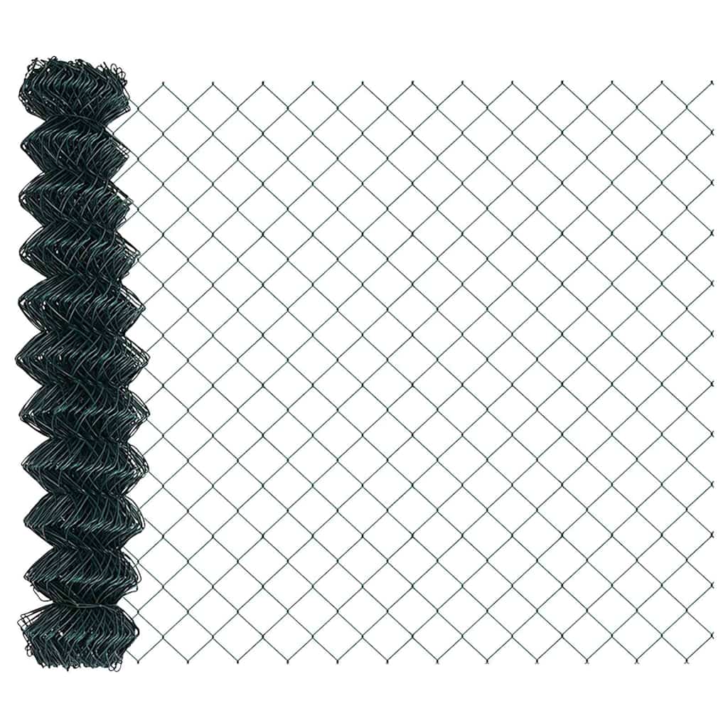 Lánckerítés oszlopokkal Zöld 1.2 x 10 m Acél