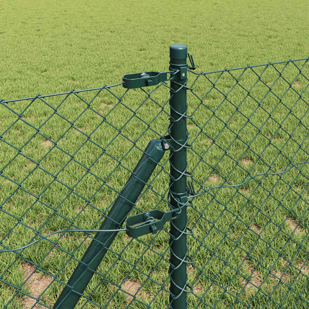 Lánckerítés oszlopokkal Zöld 0,6 x 25 m Acél